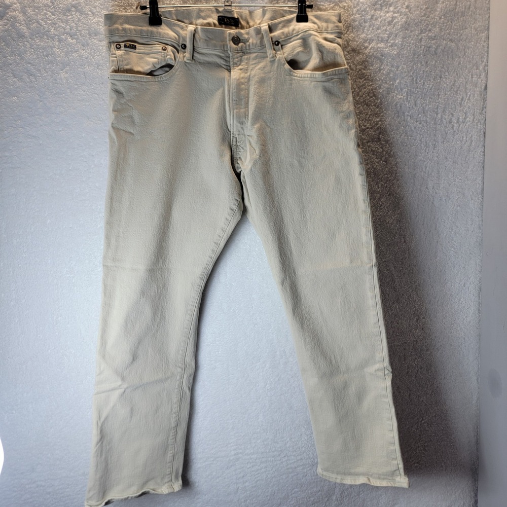 Polo Ralph Lauren Mens Rigid Jeans 36x30 Neutral Pants Straight Preppy Chino